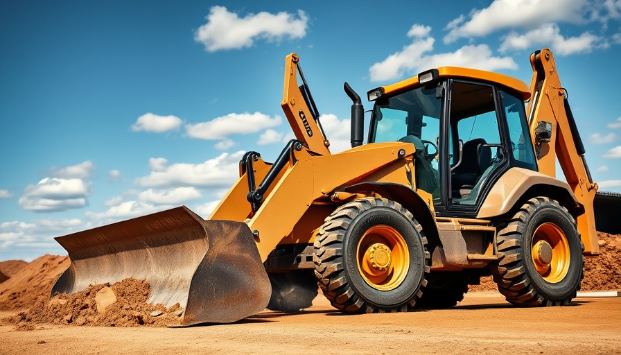 Deere's Updated Backhoe Line featured at construction site.