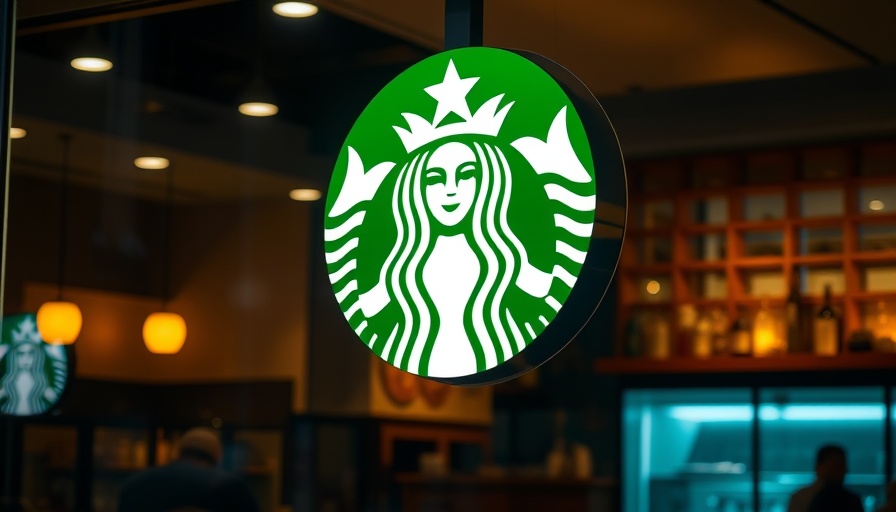 Starbucks window logo with interior view and warm lighting.