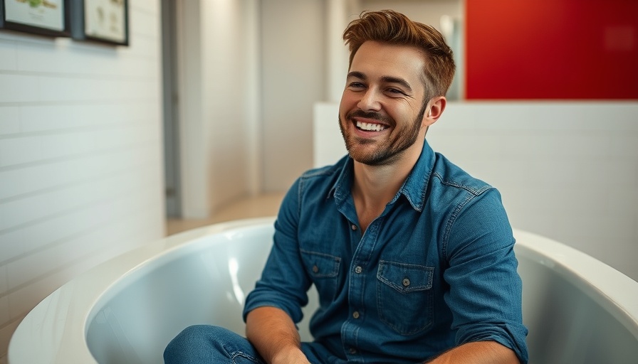 HGTV Star Keith Bynum relaxing in a bathtub in a showroom.