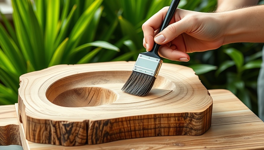 Person creating custom concrete molds with wooden frames and brush.