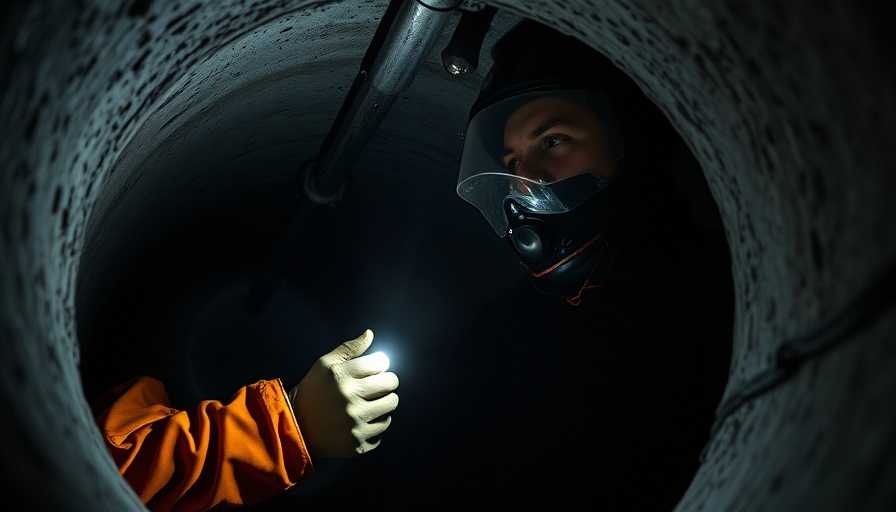 Technician inspects underground pipe for NYC Water Tech Pilot Program.