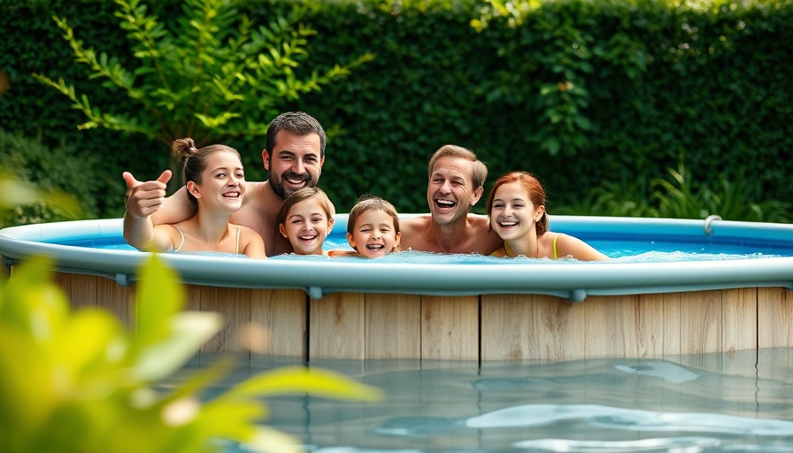 Family enjoying best above-ground pool in garden setting.