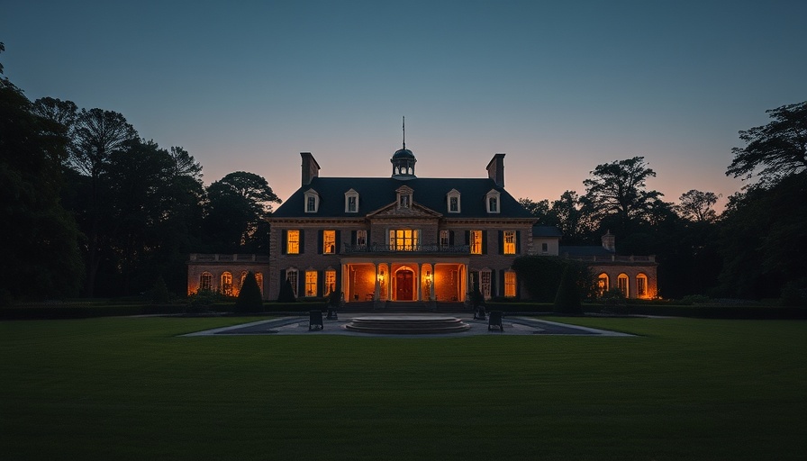 Farm Resorts in the UK: Stately mansion at dusk with glowing lights