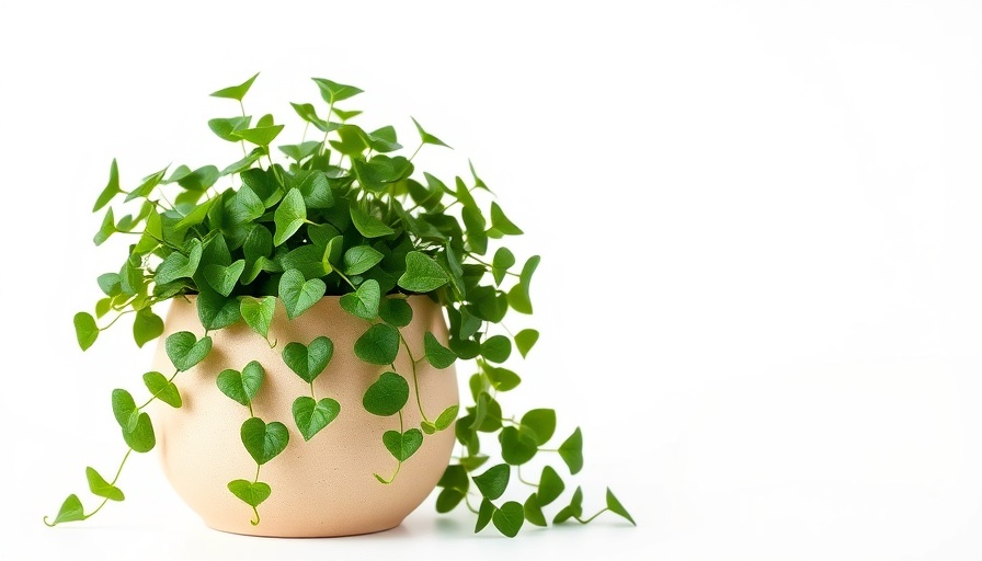 Minimalist herb pot with lush green ivy.
