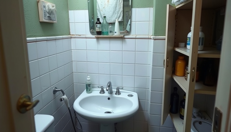 Outdated bathroom before DIY makeover with green walls and white tiles.
