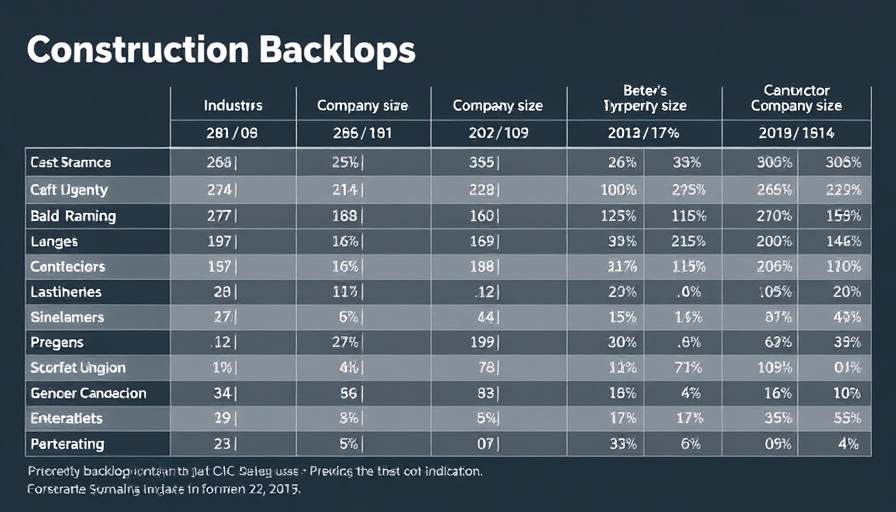 Contractor backlog increase data table shows industry and regional trends.