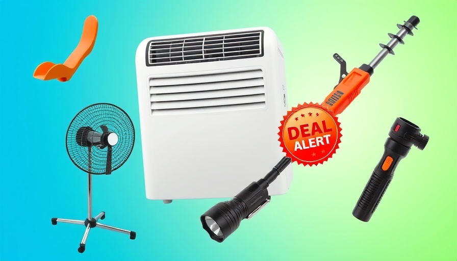 Collage of home appliances with deal alert badge.