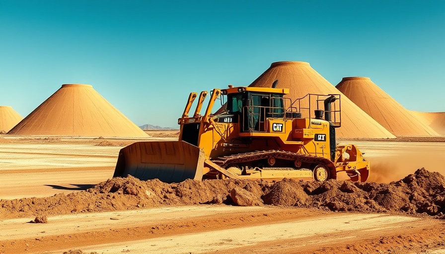 Expansive construction site with bulldozer and soil mounds under blue sky, contech funding