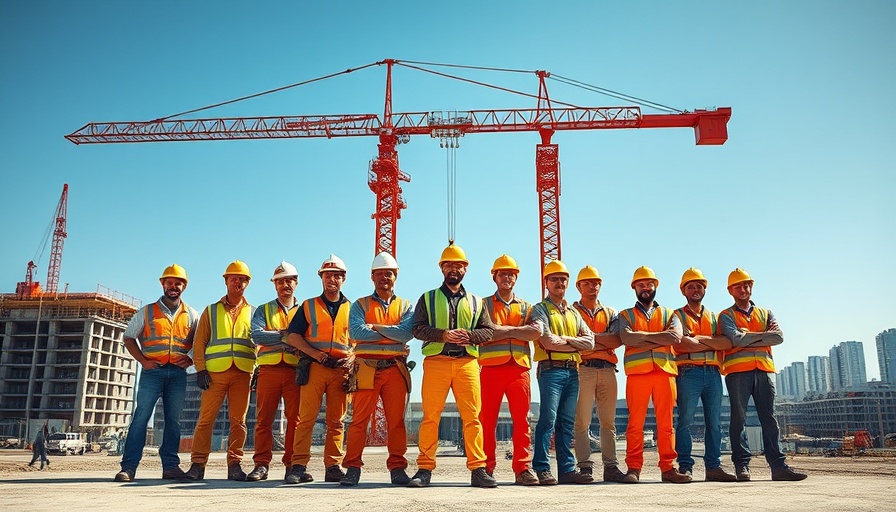 Construction crew gathered at site illustrating tariffs impact on construction projects.