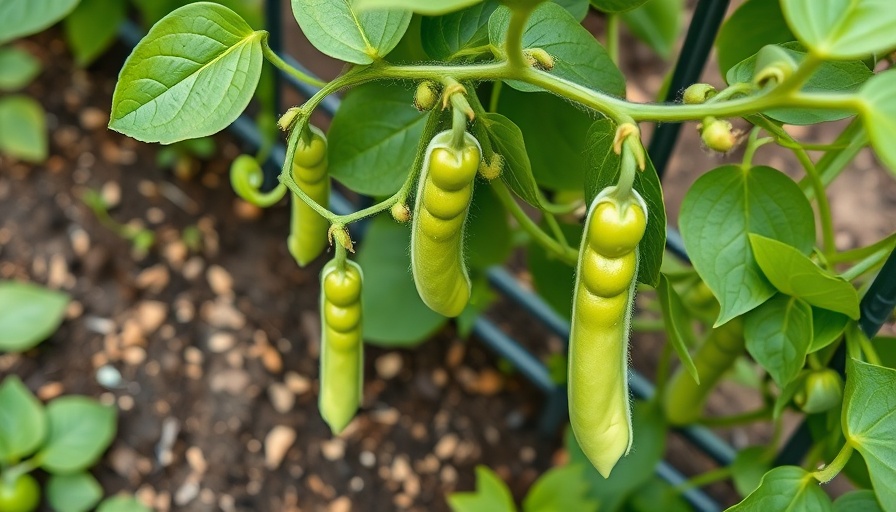Climbing pea plants with pods for small gardens
