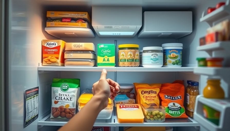 Organized mini-fridge interior showcasing neatly arranged groceries.
