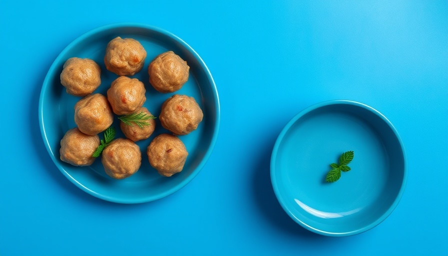 Gustaf Westman Swedish meatballs on modern blue dish.
