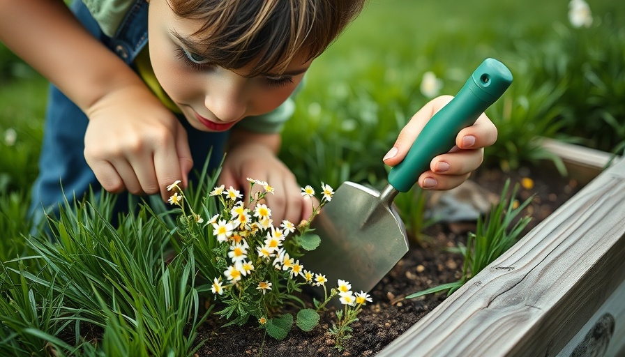 Adding sweet alyssum to your landscaping with a trowel in hand.