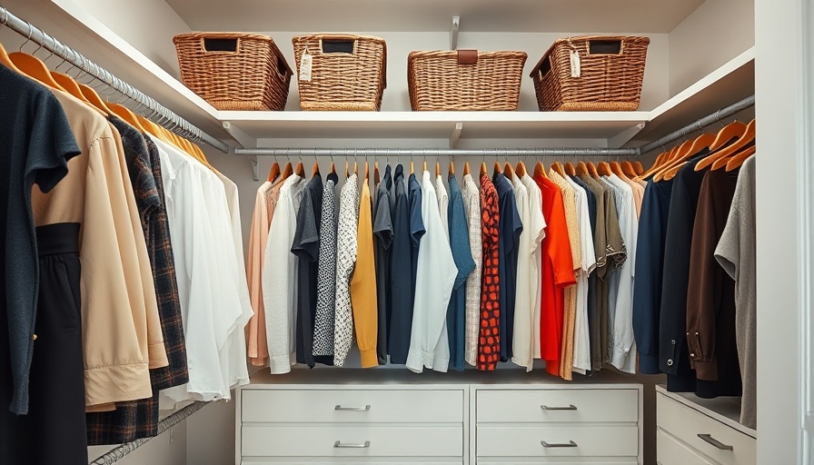 Origami Hanging Closet Rack with organized clothes and baskets.