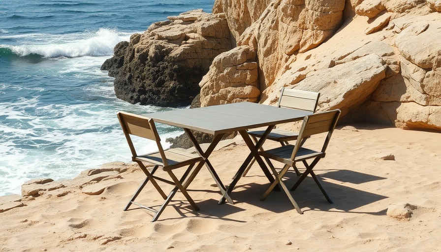Elegant outdoor dining on rocky coast - outdoor living essentials.