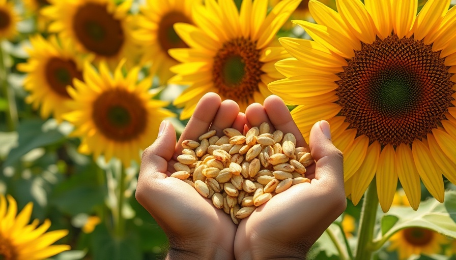 Harvest sunflower seeds from your garden with blooming sunflowers.