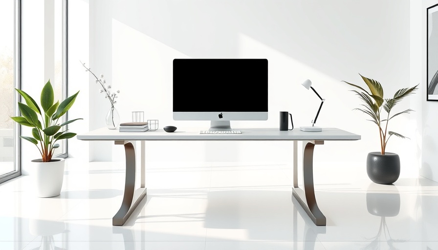 Modern white desk setup with desk accessories from Wms & Co.