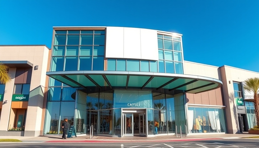 Expansive retail storefront on a sunny day.
