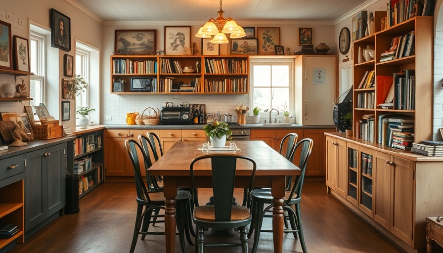 Phyllis Grant Berkeley Kitchen Design with wooden furniture and bookshelves.