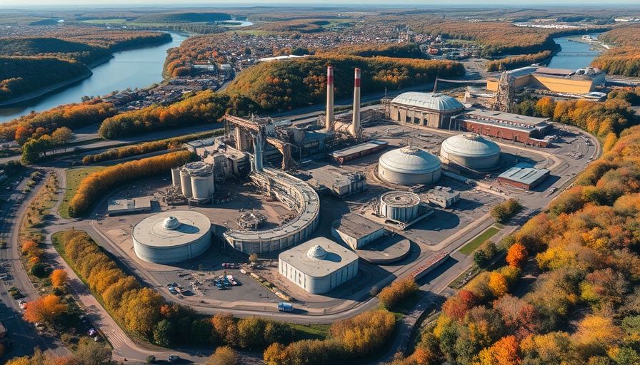 Aerial view showing Rothschild Dam area with industrial complex and lush surroundings.