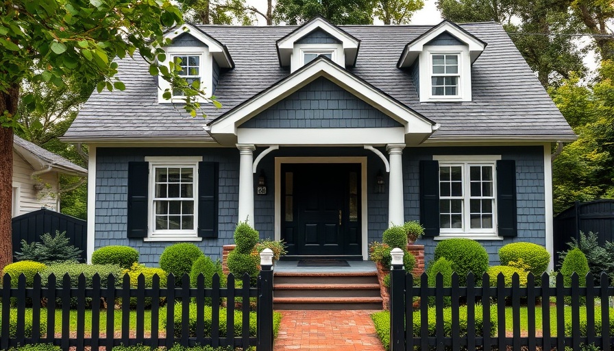 Charming 1940s-style house with stylish dark exterior and fence.