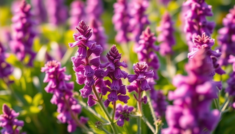 Invasive plants with purple flowers affect garden landscape.