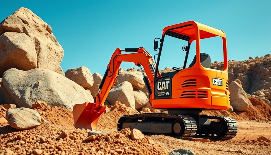 Top-selling mini excavator 2024-2025 on rocky construction site.