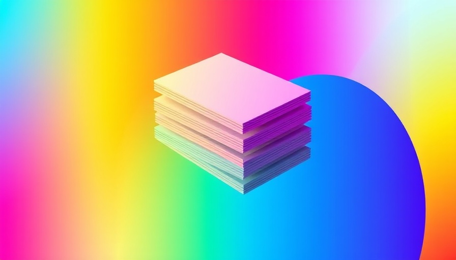 Colorful digital concept icon with stacked card files.