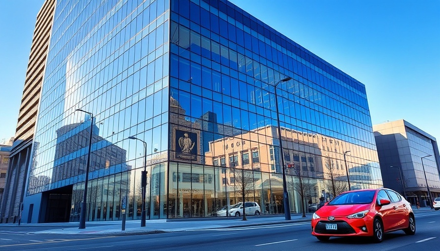SEC headquarters with street view, showcasing architecture under clear sky.