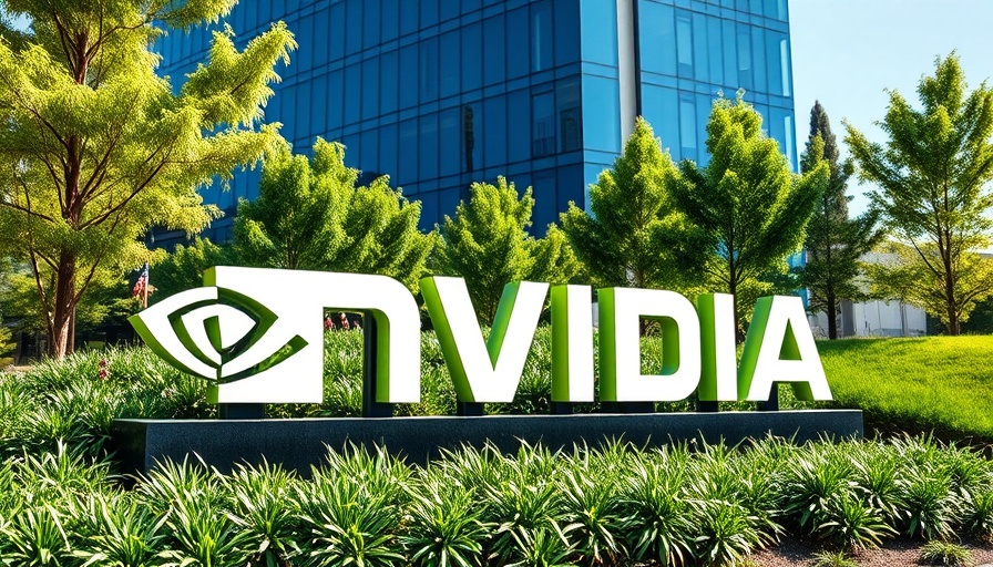 Nvidia headquarters sign surrounded by greenery in daylight.