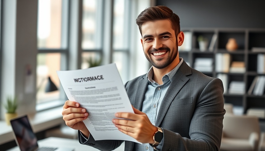 Confident self-employed mortgage borrower in modern office.