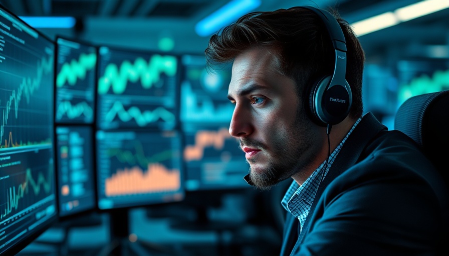 Financial analyst focused on Stock Market Corrections in futuristic setting.