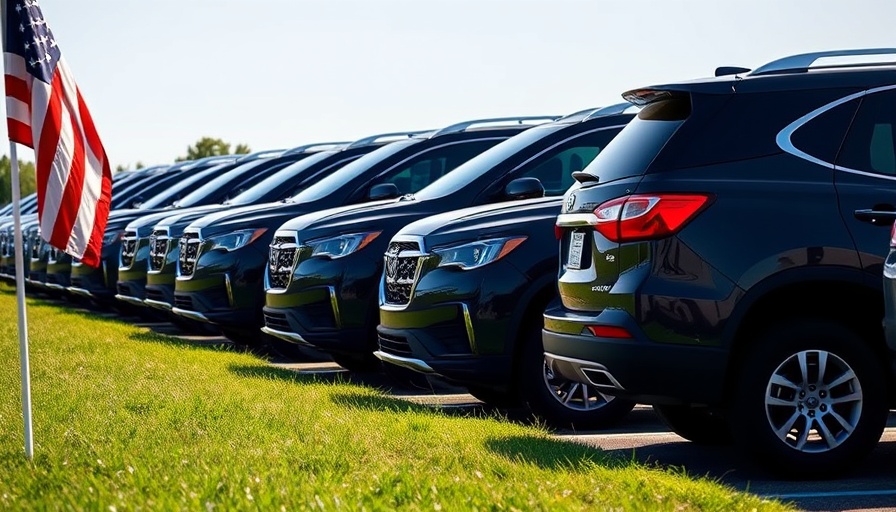 Row of SUVs symbolizing Trump 25% auto tariffs impact.