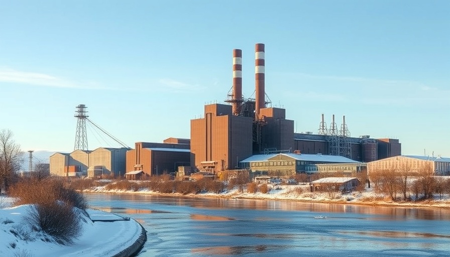 Espanola bio-hub mill concept in winter landscape
