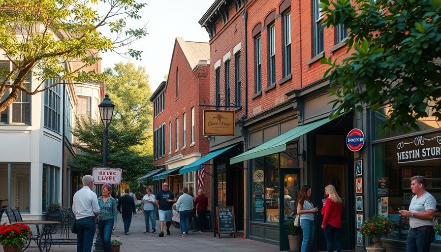 Charming Michigan street with thriving shops representing small business growth.