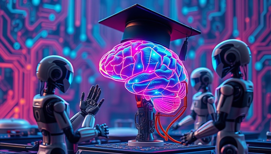 AI technology and education depicted with robots and digital brain, symbolizing ai job cuts.