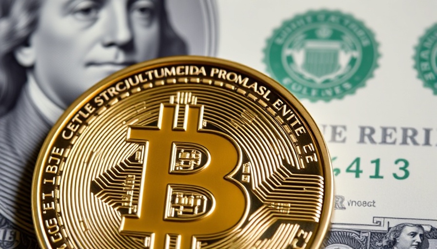 Bitcoin and dollar bill highlighting real estate and cryptocurrency as investments.