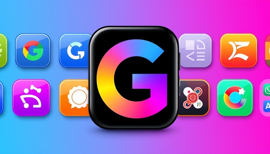 Colorful digital icons, Google News theme, vibrant design.