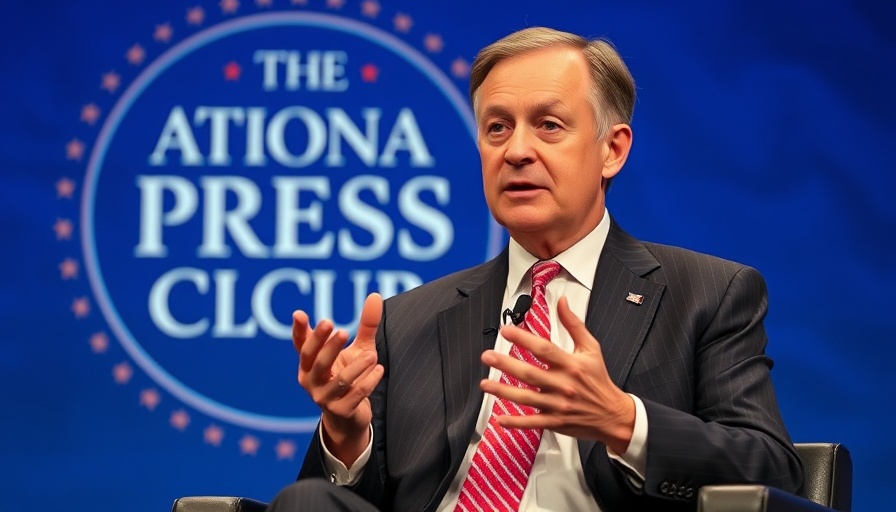 Professional man discussing long-term investment strategies at a press club.