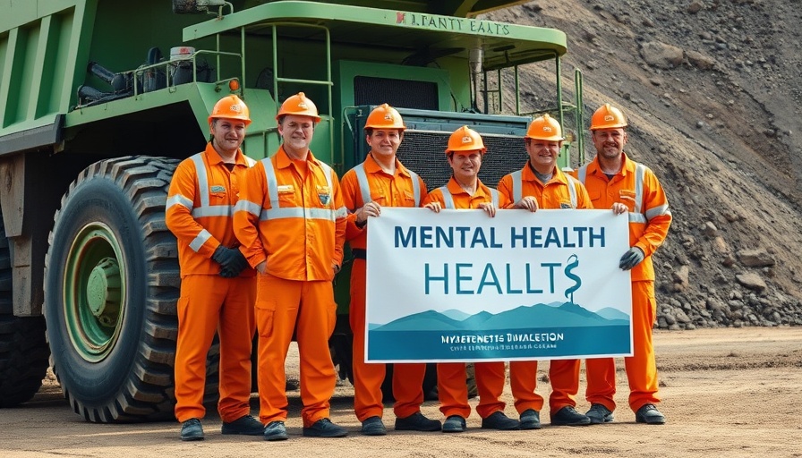 Agnico Eagle team promotes mental health with a sign.