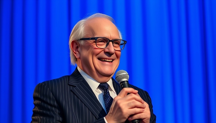 Elderly man speaking at event, Warren Buffett retirement
