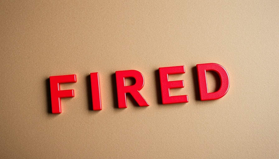 Bold red 'FIRED' letters on cardboard symbolizing AI job cuts.