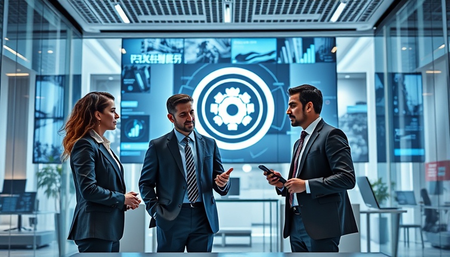Corporate discussion in modern office with professionals.
