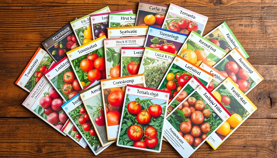 Assorted seed packets on wooden table promoting native seed production.