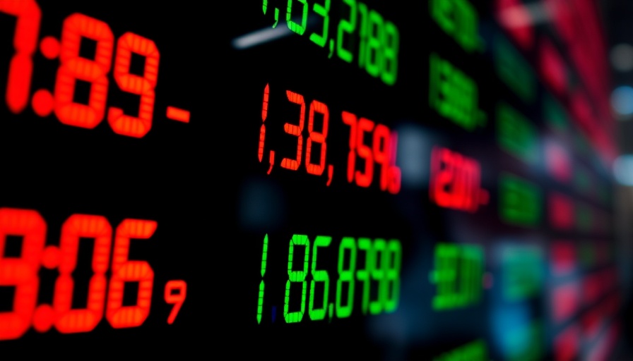 Stock market ticker showing economic data related to AI job cuts.
