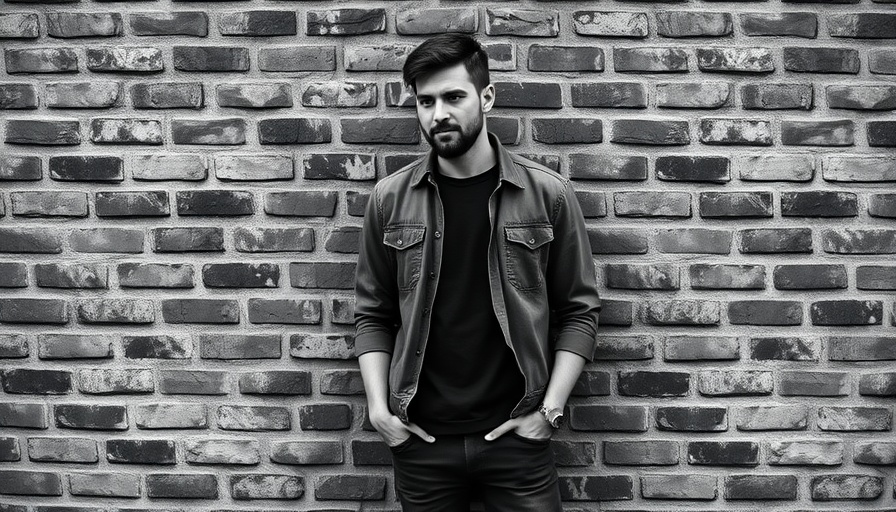 Confident man in casual attire against a brick wall, symbolizing AI tools for one-person businesses.