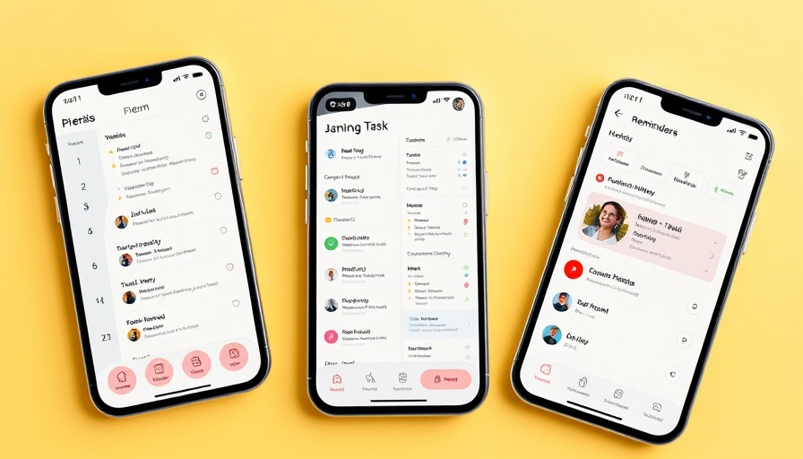 Four screens displaying a collaborative task management app with task lists and schedules.