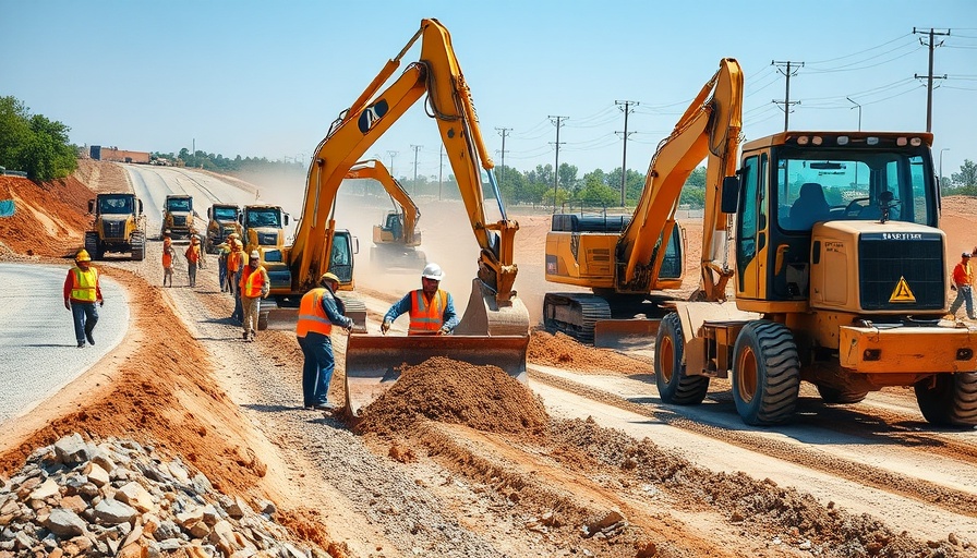 Construction site with machinery and crew, Energy for Generations Ontario.