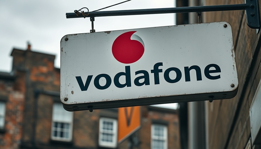 Weathered Vodafone sign symbolizing franchisee termination outdoors.