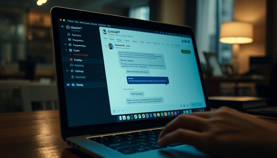 AI Job Cuts: Person using ChatGPT on laptop in office setting.